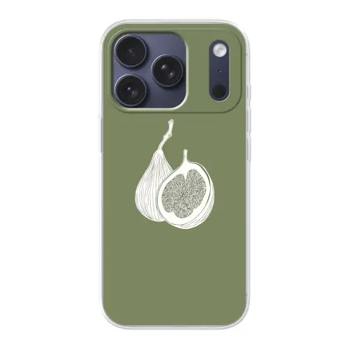 Vijgen - Minimalistisch - Getekend - Mosgroen Telefoonhoesje iPhone 17 Pro klein -3d