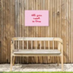 Tekst - Roze - Love - Hart Tuinposter op houten frame 2 cm dik klein -sfeer4