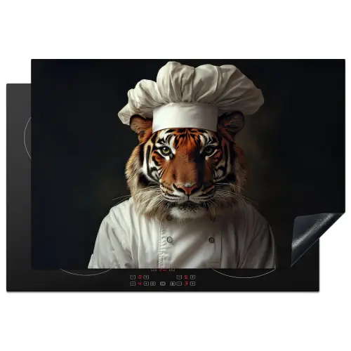 Tijger - Kokskleding - Bruin Inductie beschermer vinyl 3mm klein -3d