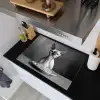 Sphynx - Kat - Dieren - Humor - Spaghetti - Zwart Wit Inductie beschemer met haakjes klein -sfeer1