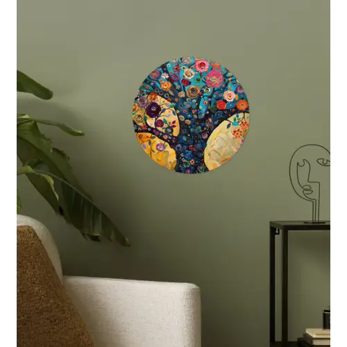 Boom - Levensboom - Kleurrijk - Bloemen - Modern Wandcirkel behangsticker klein -sfeer2