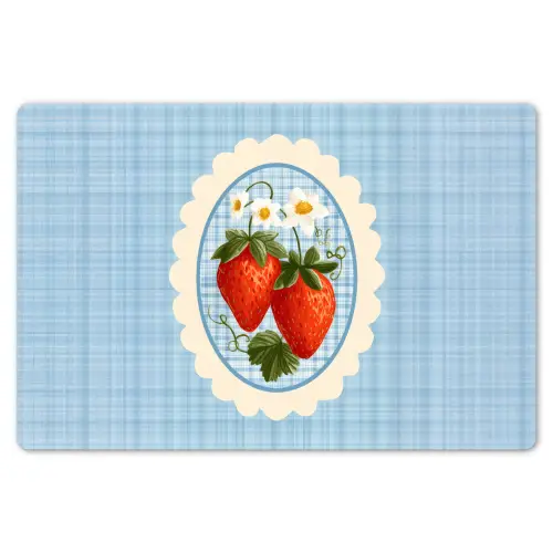Aardbeien - Lijst - Rood - Geruit Placemat vinyl groot -zzsfeer1_Kitchenyeah-website
