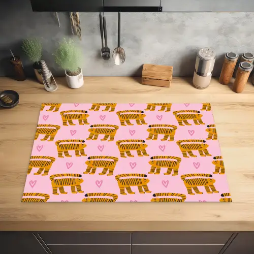 Katten - Roze - Hartjes Inductie beschermer vinyl 3mm klein 276 -sfeer5