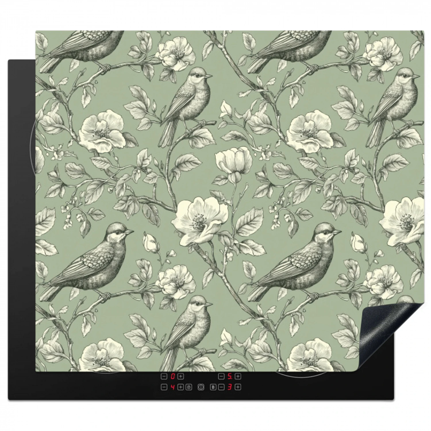Klassiek - Botanisch - Groen Inductie beschermer vinyl 3mm middel 274 -3d