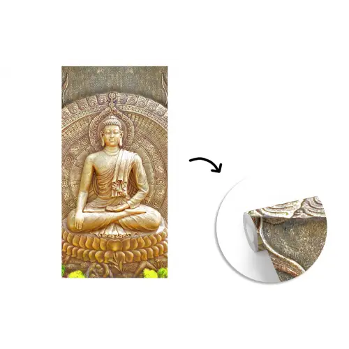Goud - Boeddha beeld - Spiritueel - Meditatie fotobehang vinyl groot -3d