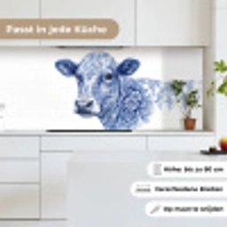Illustratie - Koe - Blauw keuken achterwand 2 middel -sfeer4_DE