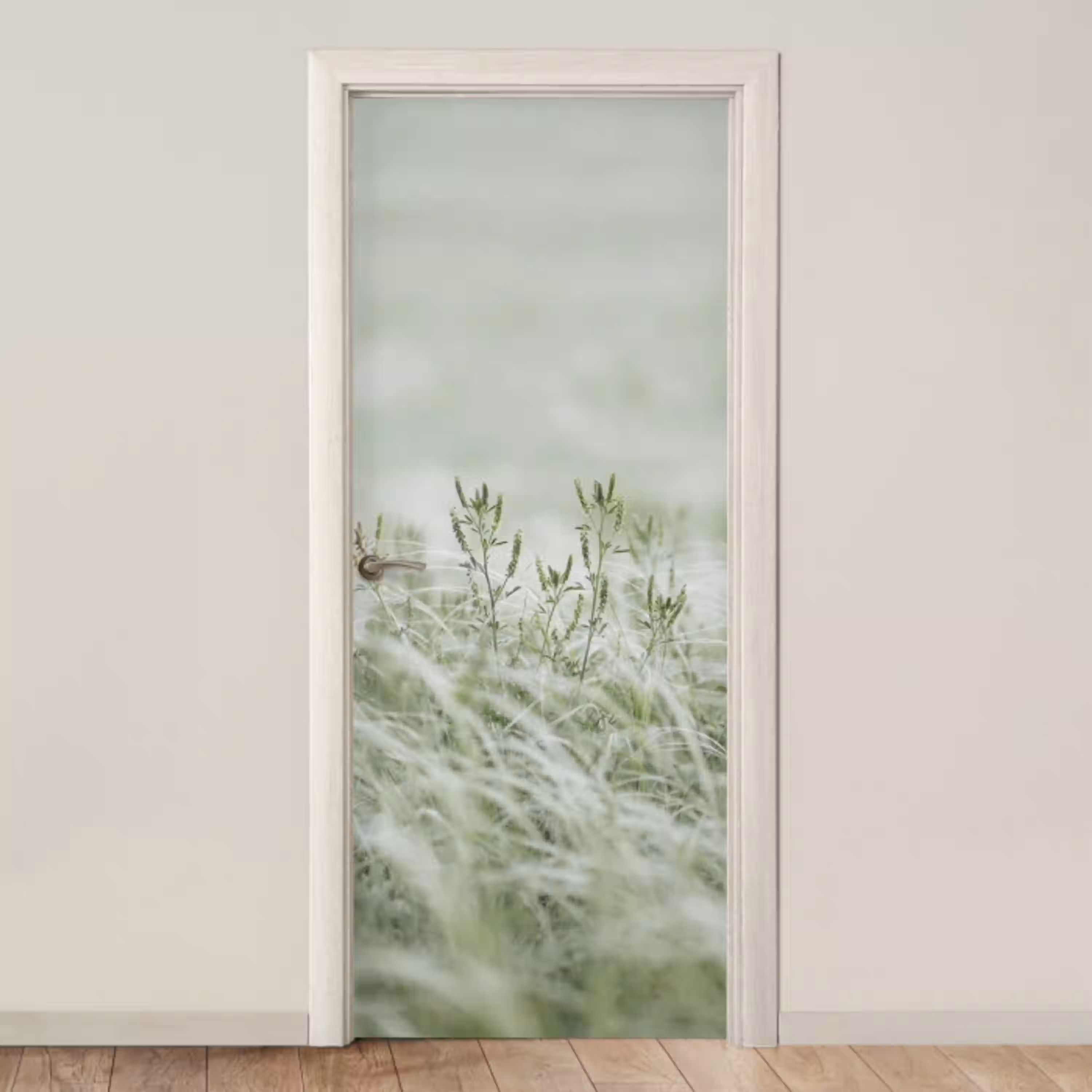 Grassen - Minimalistisch - Groen deurposter klein -3d_beige