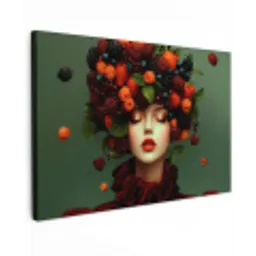 Vrouw - Aardbeien - Frambozen - Bramen - Bessen Tuinposter op houten frame 2 cm dik klein -3d