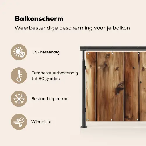 Hout - Planken - Bruin Balkonbeschermer Duitsland klein -specs_NL
