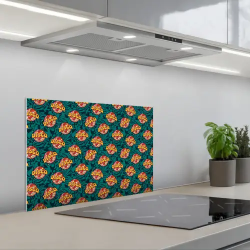 Groen - Disco - Patroon keuken achterwand spatscherm klein 900 -3d_schuin