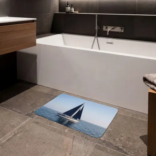 Zeilboot - Zee - Blauw Badmat klein -sfeer3