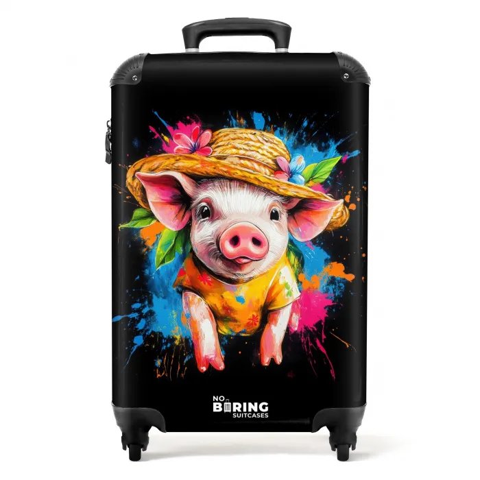 Grappige varken met hoed illustratie NBS - Handbagage koffer - Kinderen Unisex middel -productfoto_recht