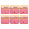 Bloemenweide - Heuvels - Silhouet - Roze onderzetter kurk middel -3d