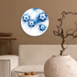 Voetballen - Verf - Sport - Blauw Wandcirkel kunststof plaat 5mm dik klein -sfeer1