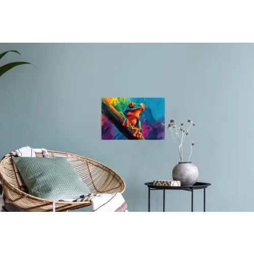 Kikker - Felgekleurd - Tak - Regenboog Muursticker klein -plant
