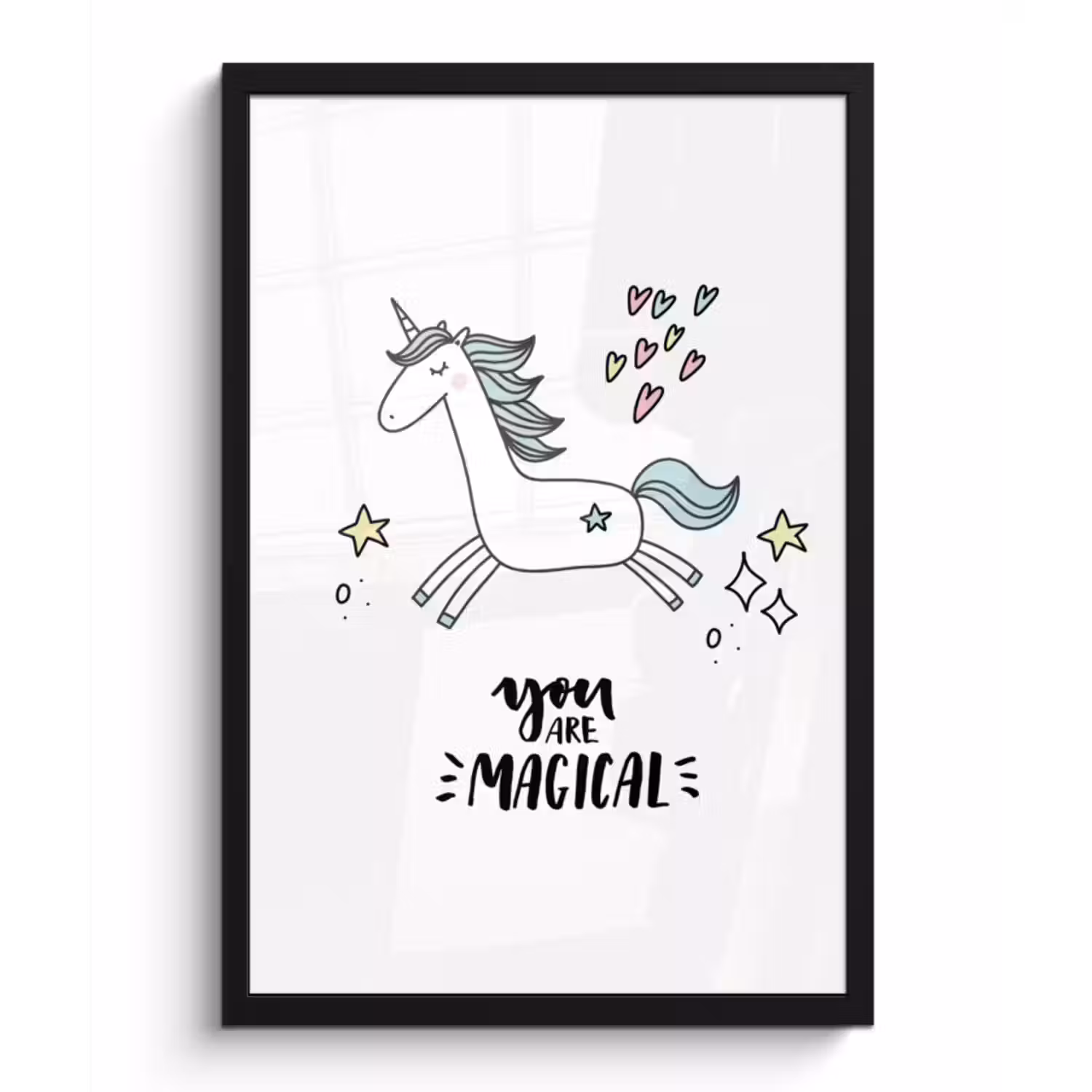 Poster met lijst - Unicorn - Kinderen - Quotes - You are magical - Meisjes