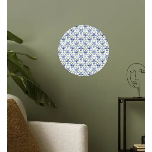 Frans - Citroen - Royaal - Blauw - Geel Wandcirkel behangsticker klein 186 -sfeer2