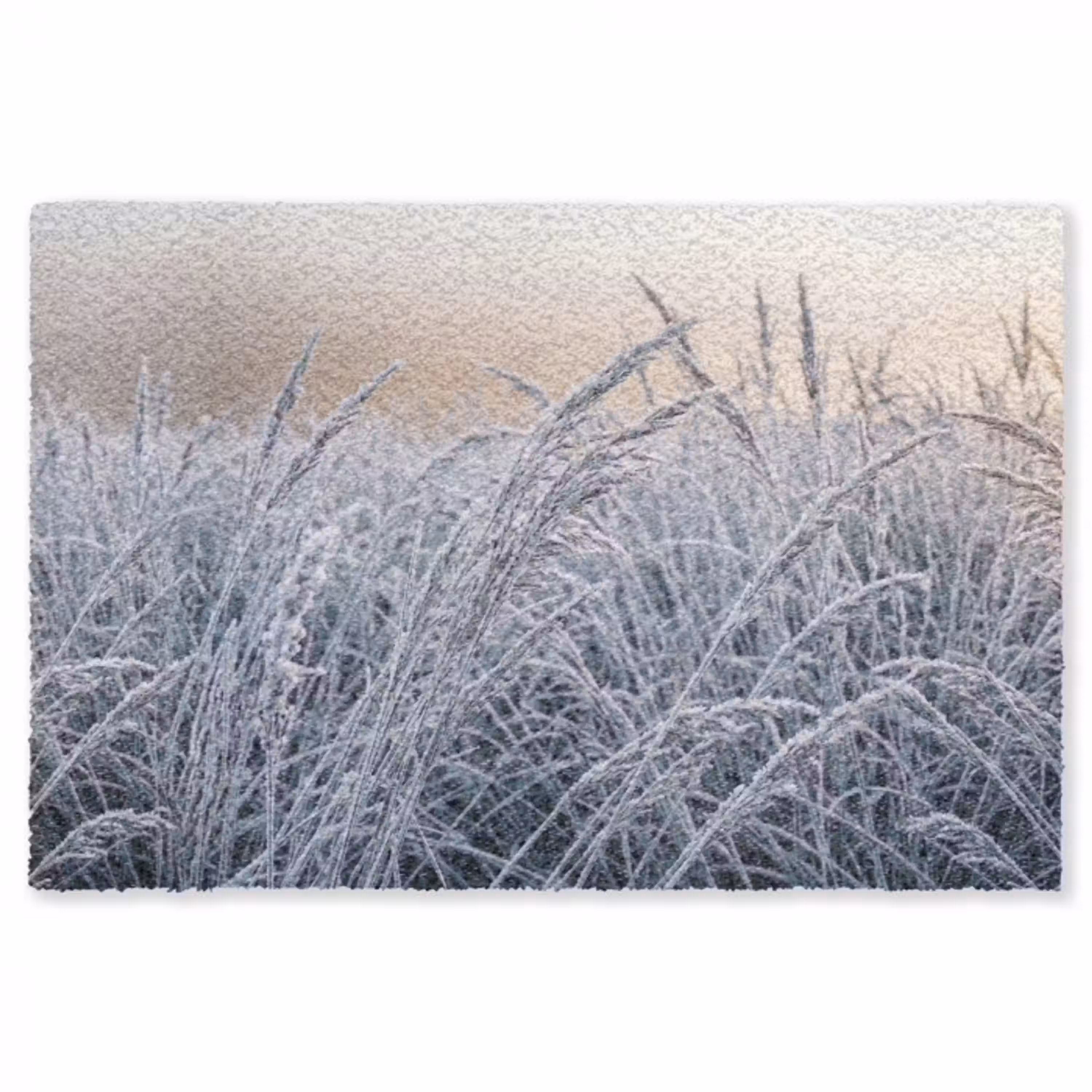 Rijp - Gras - Kristallen - Winter - Minimalistisch Vloerkleed Rechthoek klein -3d