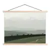 Grijs - Berg - Paarden textielposter latten blank klein -3d