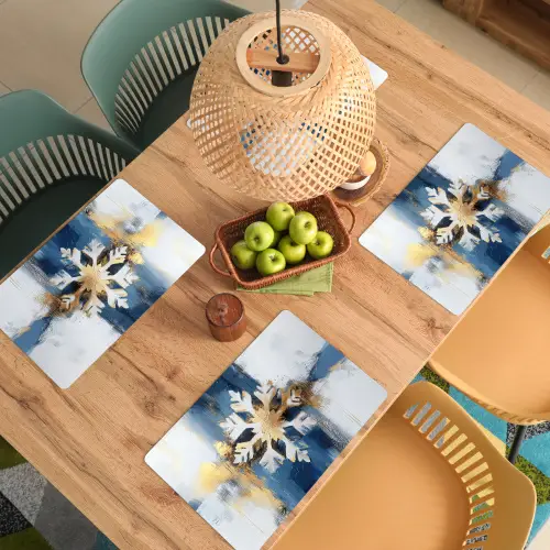 Abstract - Winter - Sneeuwvlok - Sneeuw - Goud Placemat vinyl groot -zzsfeer5_Kitchenyeah-website