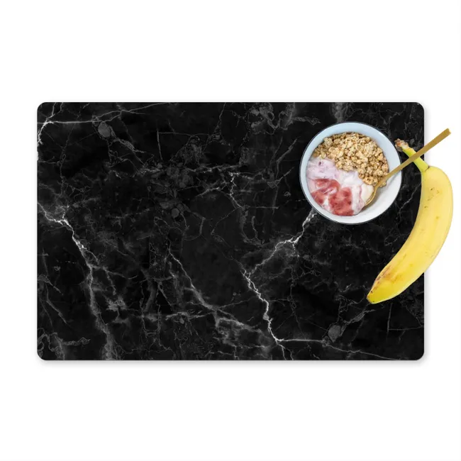 Placemat - 6 pieces - Marble look - Luxe - Black