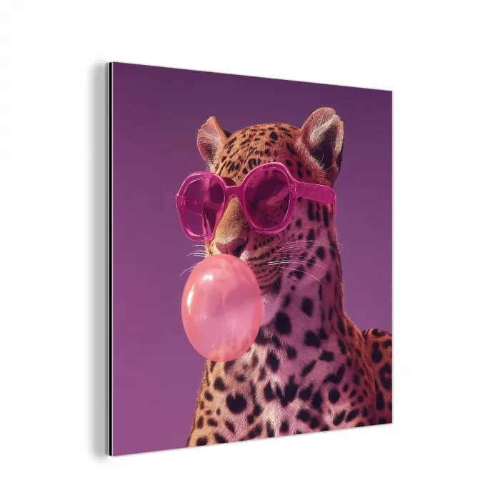 Panter - Zonnebril - Kauwgombel - Roze aluminium wit klein -3d