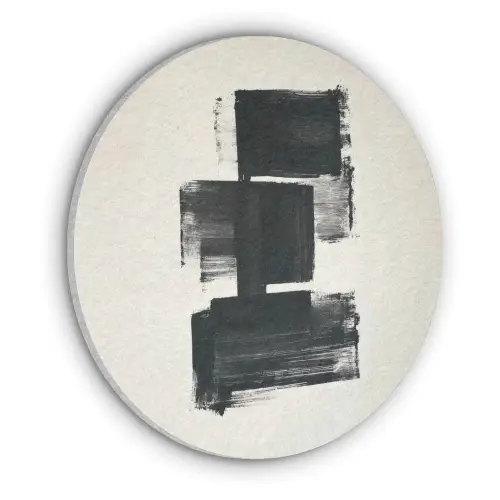 Rechthoeken - Penseelstreken - Abstract - Zwart Akoestische PET Vilt - Rond klein -3d