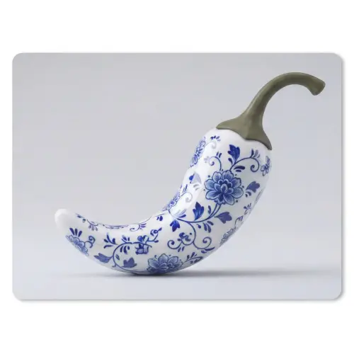 Chilipeper - Keramiek - Blauw muismat rubber klein -3d