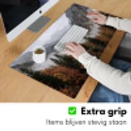 Bergen - Vallei - Mist - Herfst - Natuur Muismat XXL klein -sfeer3