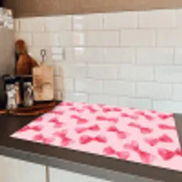 Strikken - Aquarel - Roze Inductie beschermer vinyl 3mm klein 276 -sfeer3