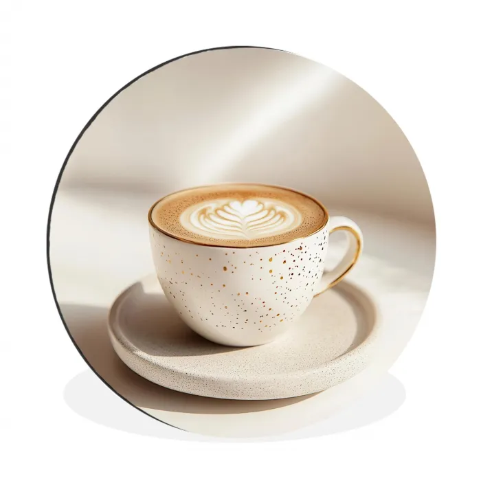 Cappuccino - Schuim - Schotel - Beige Wandcirkel aluminium klein -3d