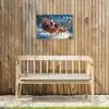 Kerstman - Rendier - Kerst - Sneeuw Tuinposter op houten frame 2 cm dik klein -sfeer4