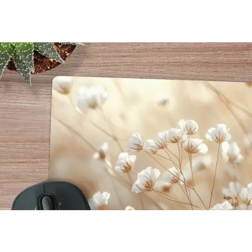 Wilde - Bloemen - Wit muismat rubber klein -closeup