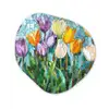 Mozaïek - Veld - Tulpen - Kleurrijk Wandcirkel Organisch Plexiglas middel -3d