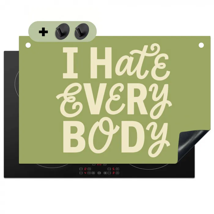 I hate everybody - Groen - Retro Inductie beschemer met haakjes klein -3d