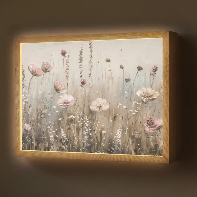 Lightbox - Wandlamp - Bloemen - Roze - Modern - Beige