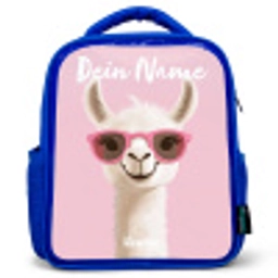 Lama - Wit - Zonnebril - Wimpers Kinderrugzak - Blauw middel -3d