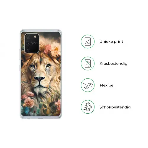 Leeuw - Leeuwenkop - Wilde dieren - Bloemen Telefoonhoesje Samsung Galaxy S10 Lite klein -specsS10Lite