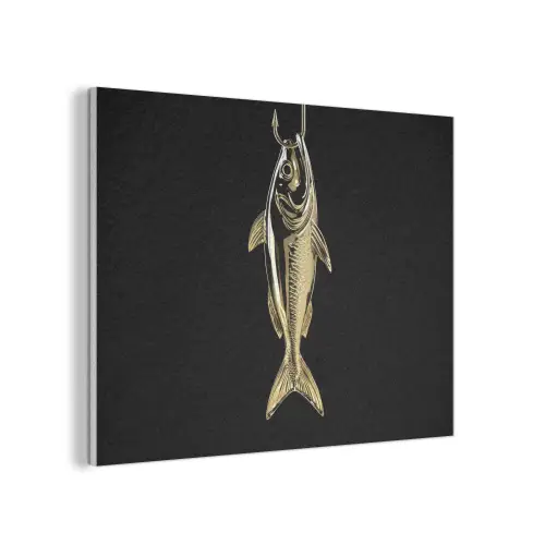 Goud - Vis - Haak - Zwart PET vilt klein -3d