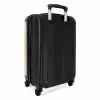 Beige achtergrond met witte hartjes NBS - Handbagage koffer - Volwassenen Unisex middel -achterkant