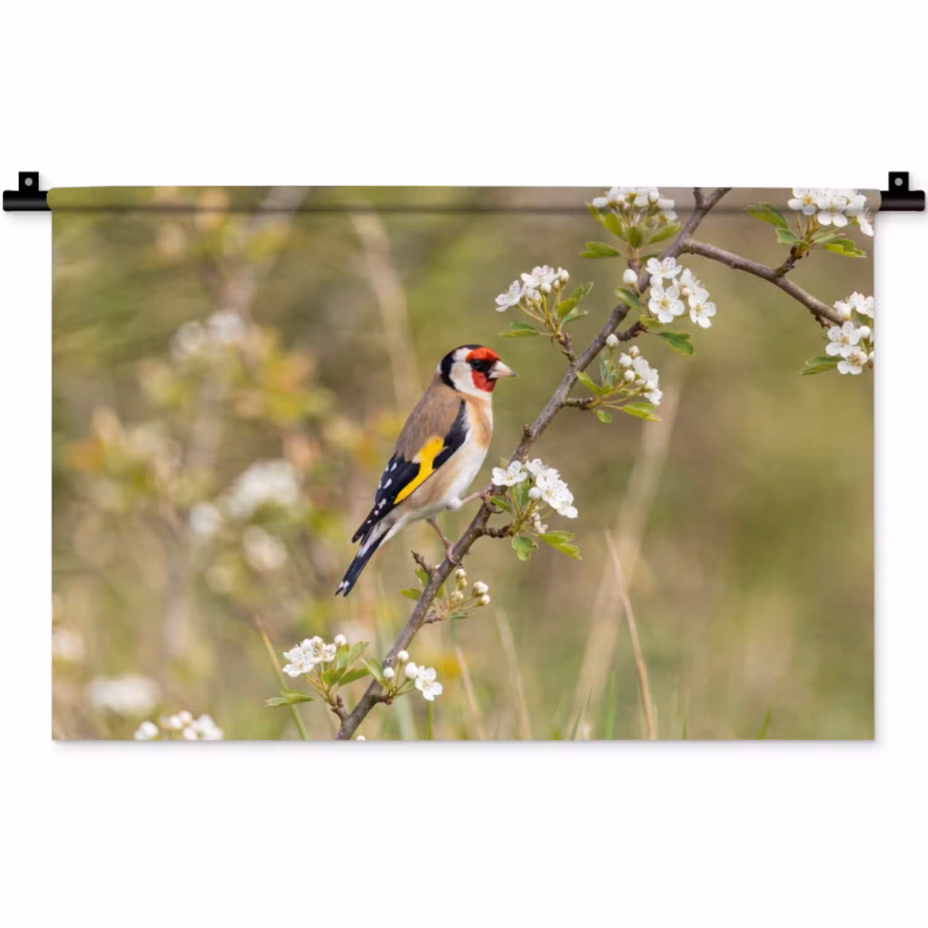 Putter - Bloesem - Lente - Natuur - Kleurrijk Wandkleed katoen klein -zz3d