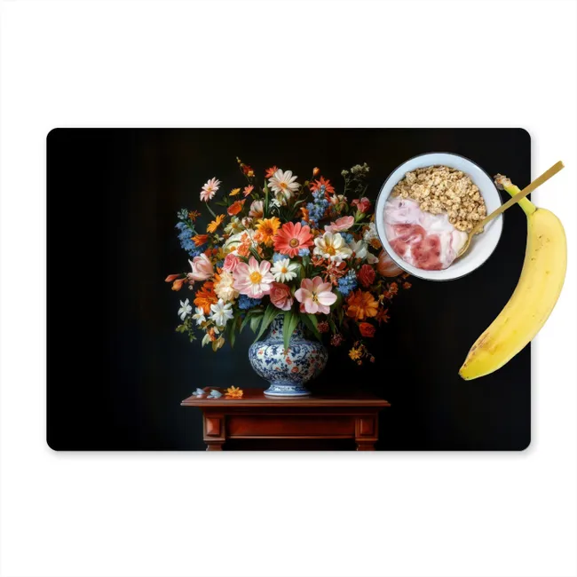 Placemat - 6 stuks - Boeket - Roze - Bloemen - Vaas