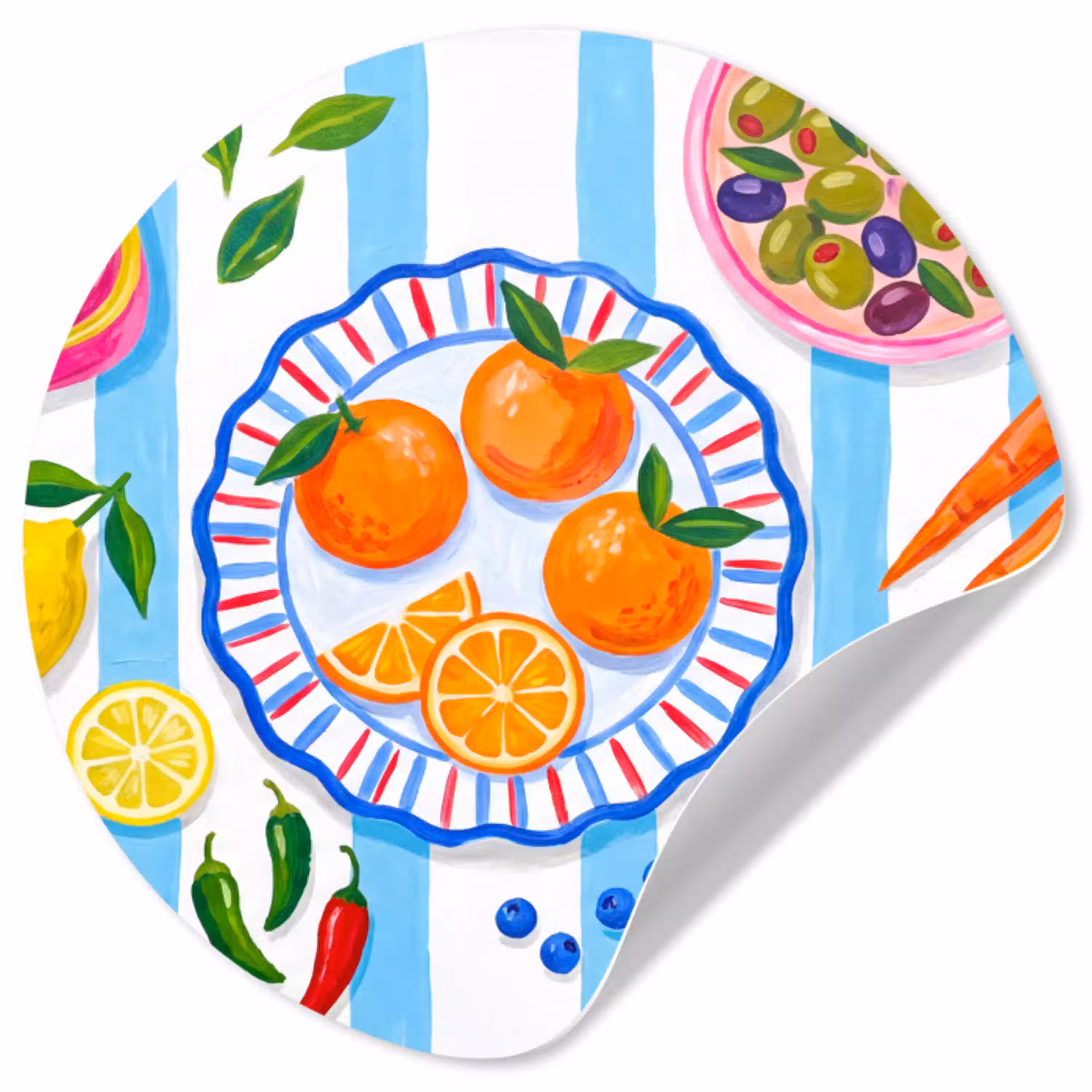 Eten - Vers - Illustratie Wandcirkel behangsticker klein -3d