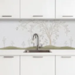 Minimalistisch - Kraanvogels - Blauw keuken achterwand 2 middel -3d