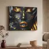 Vrouw - Goud - Natuur - Portret - Modern Textielframe zwart klein -sfeer3