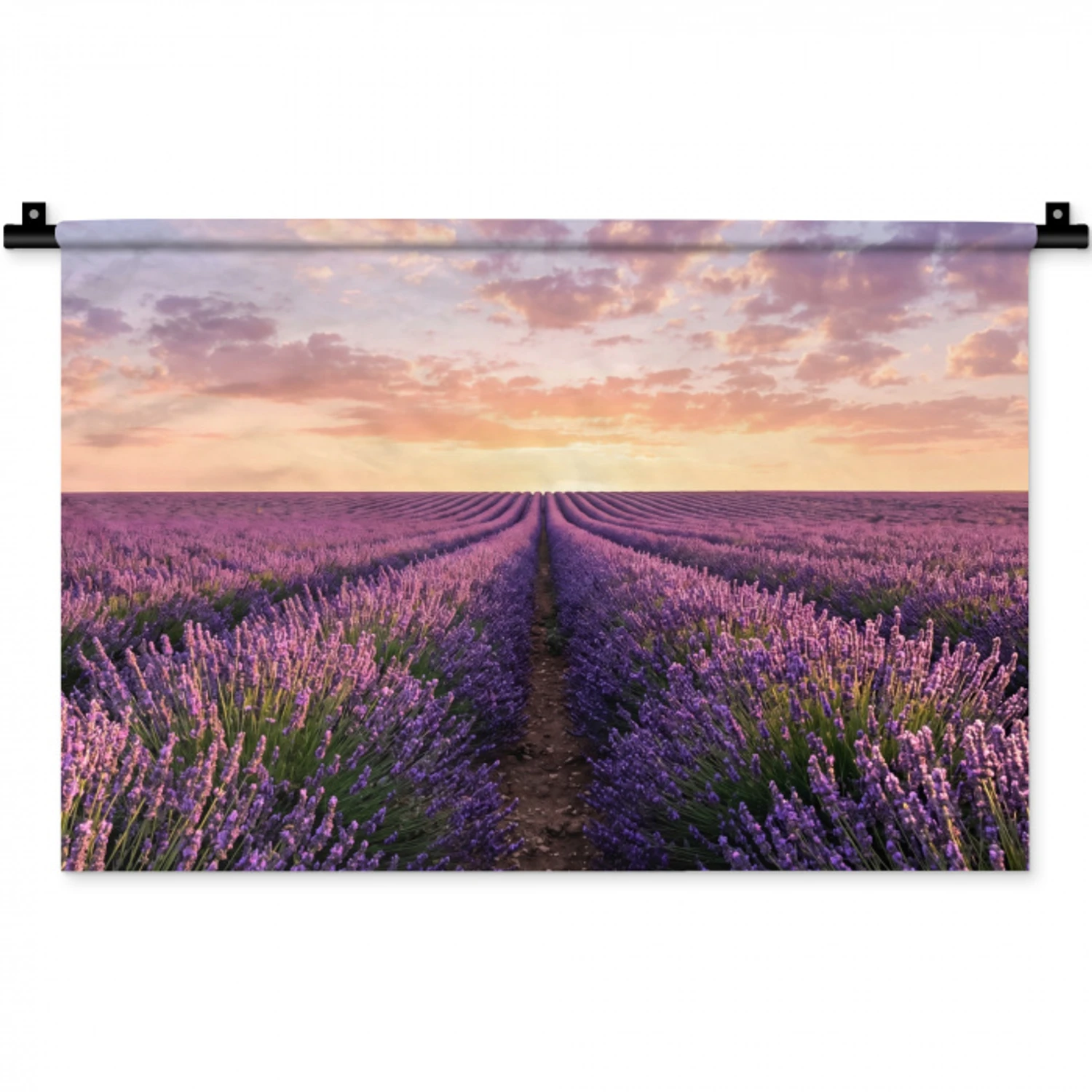Landschap - Lavendelveld - Paars Wandkleed katoen klein -zz3d