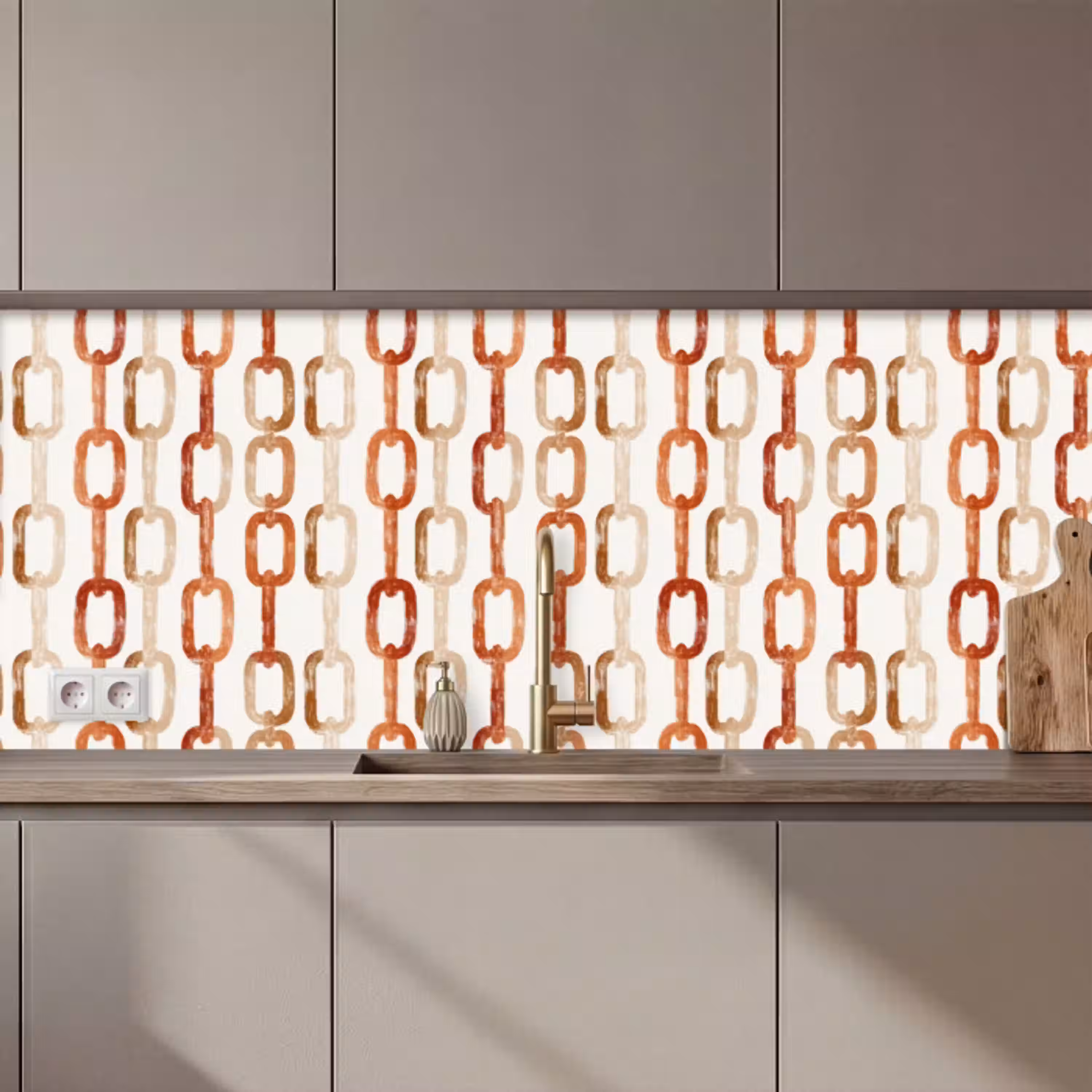 Schakels - Patroon - Aquarel - Terracotta keuken achterwand 2 middel 871 zz_3dshopping