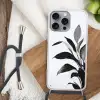 Plant - Bladeren - Minimalistisch - Zwart Hoesje iPhone 16 Pro Max met koord klein -sfeer4