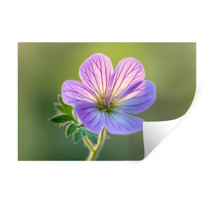 Bloem - Close up - Paars Muursticker klein -3d