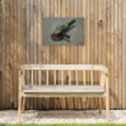 Haakse slijper - Schilderij - Gereedschap Tuinposter op houten frame 2 cm dik klein -sfeer4